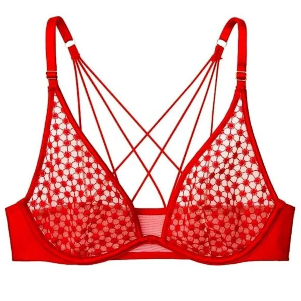 New! Victoria's Secret Luxe Starburst Embroidered Unlined Bra 10298